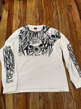 Hot Leathers Sturgis 2011 Black Hills Rally Skull Long Sleeve Shirt Size XL